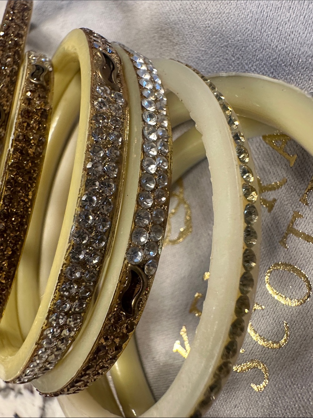 8 Gold Crystal Stackable Bangle Set - Picture 10 of 13